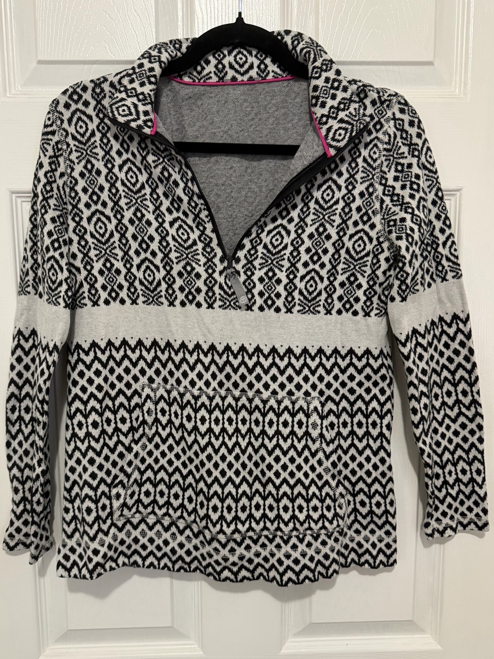 Talbots Patterned Quarter-Zip Sweater with Front Pocket ***